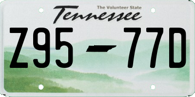 TN license plate Z9577D