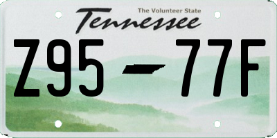 TN license plate Z9577F
