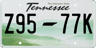 TN license plate Z9577K