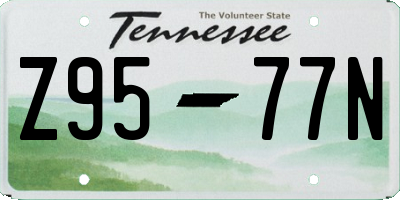 TN license plate Z9577N