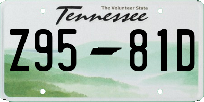 TN license plate Z9581D