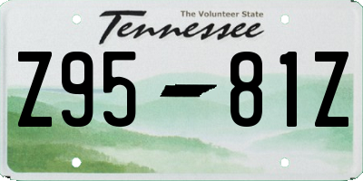 TN license plate Z9581Z