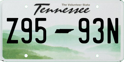 TN license plate Z9593N