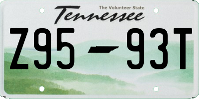 TN license plate Z9593T