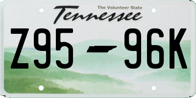 TN license plate Z9596K