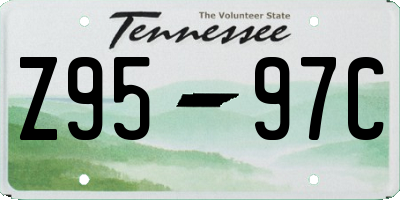 TN license plate Z9597C