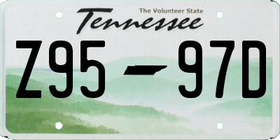 TN license plate Z9597D