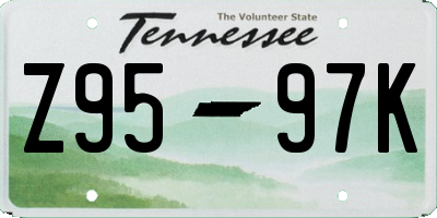 TN license plate Z9597K