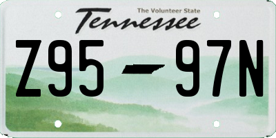 TN license plate Z9597N
