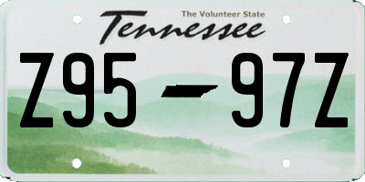 TN license plate Z9597Z