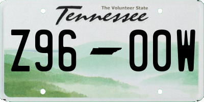 TN license plate Z9600W