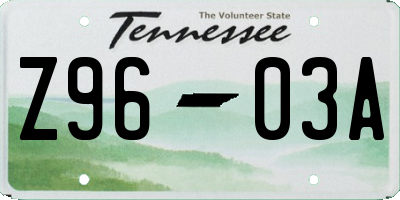 TN license plate Z9603A