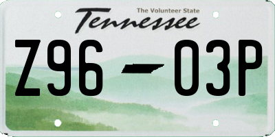 TN license plate Z9603P