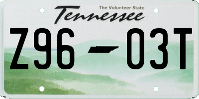 TN license plate Z9603T