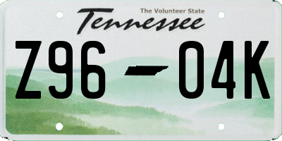 TN license plate Z9604K