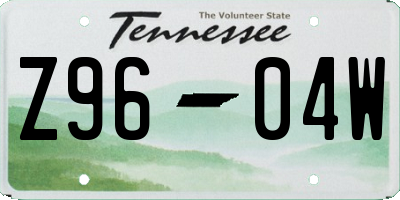 TN license plate Z9604W