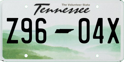 TN license plate Z9604X