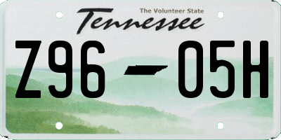 TN license plate Z9605H