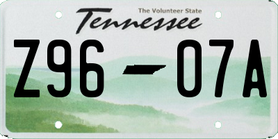 TN license plate Z9607A
