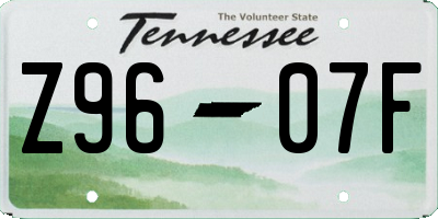 TN license plate Z9607F
