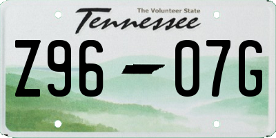 TN license plate Z9607G