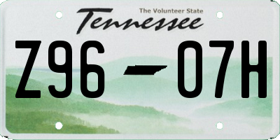 TN license plate Z9607H