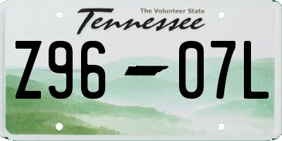 TN license plate Z9607L