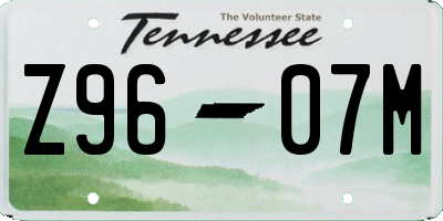 TN license plate Z9607M