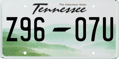 TN license plate Z9607U