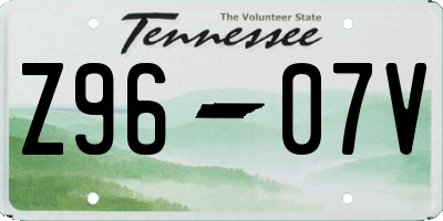 TN license plate Z9607V