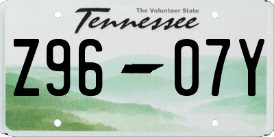 TN license plate Z9607Y