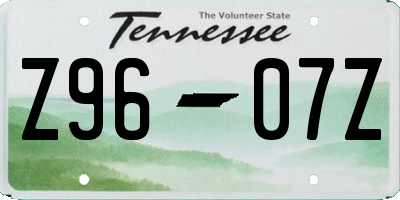 TN license plate Z9607Z