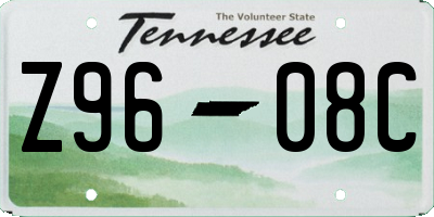 TN license plate Z9608C