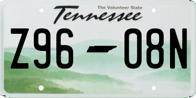 TN license plate Z9608N