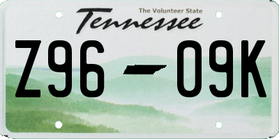 TN license plate Z9609K