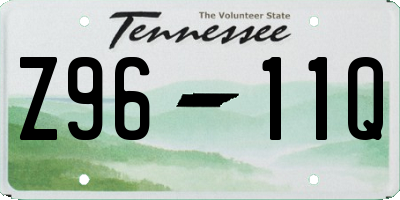 TN license plate Z9611Q