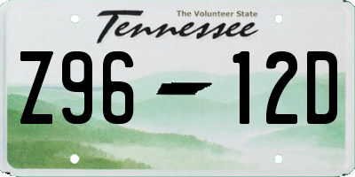 TN license plate Z9612D