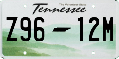 TN license plate Z9612M