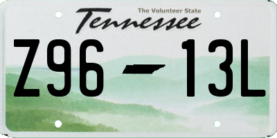 TN license plate Z9613L