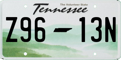 TN license plate Z9613N