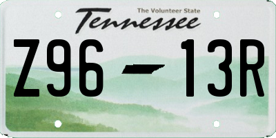 TN license plate Z9613R