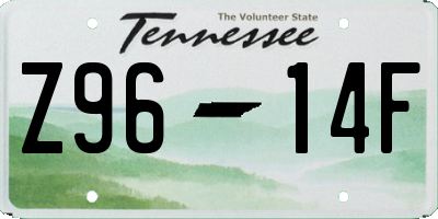 TN license plate Z9614F