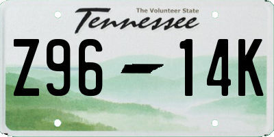 TN license plate Z9614K