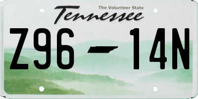 TN license plate Z9614N