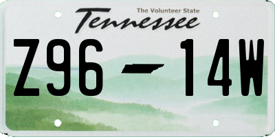 TN license plate Z9614W