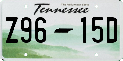 TN license plate Z9615D