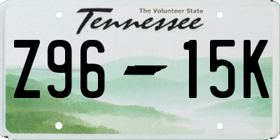 TN license plate Z9615K