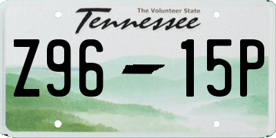 TN license plate Z9615P