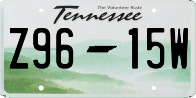 TN license plate Z9615W