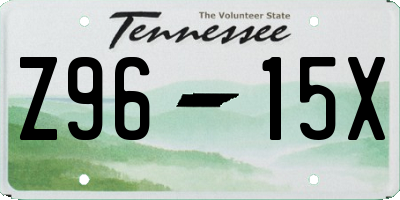 TN license plate Z9615X